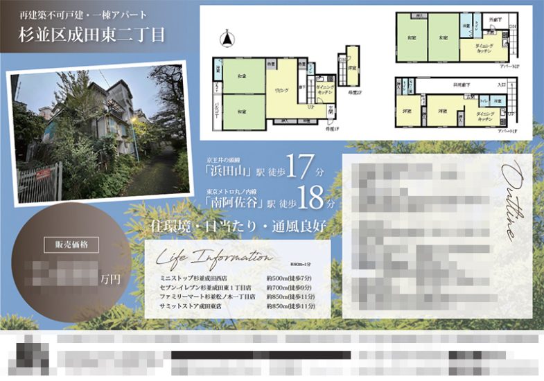 中古一戸建・投資用一棟アパート マイソク（東京都杉並区）